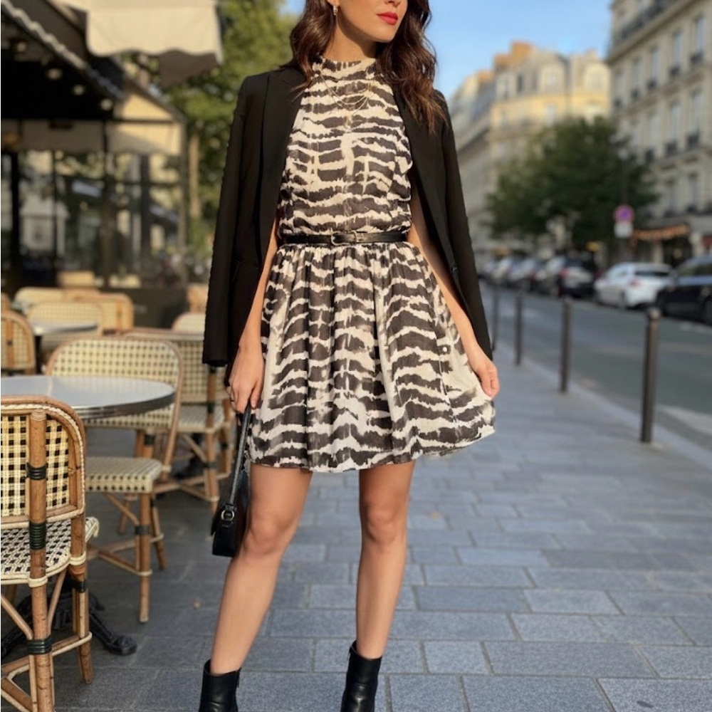 Guess Zebra Print Dress with Black Accents